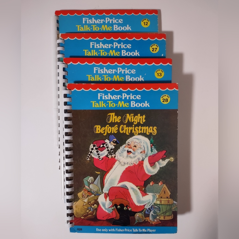 Set Of 4 VINTAGE 1978 Fisher Price Talk-To-Me Books #12 #13 #27 #28 Christmas